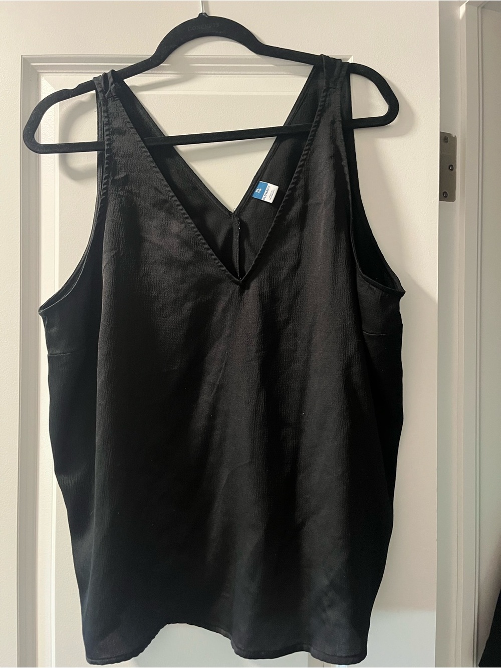 Black V-Neck Sleeveless Women's Satin Top